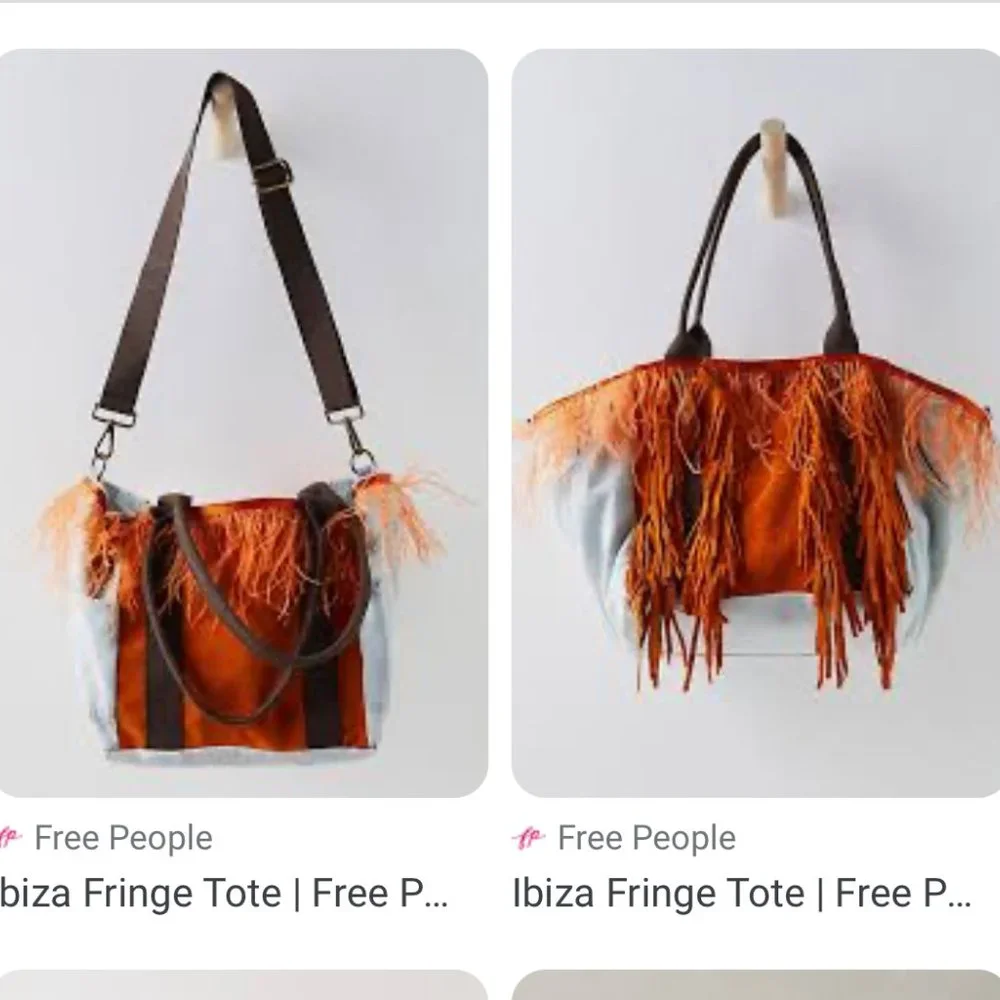 new FREE PEOPLE ibiza feather frringe tote stefano ghilardi - Picture 2 of 3